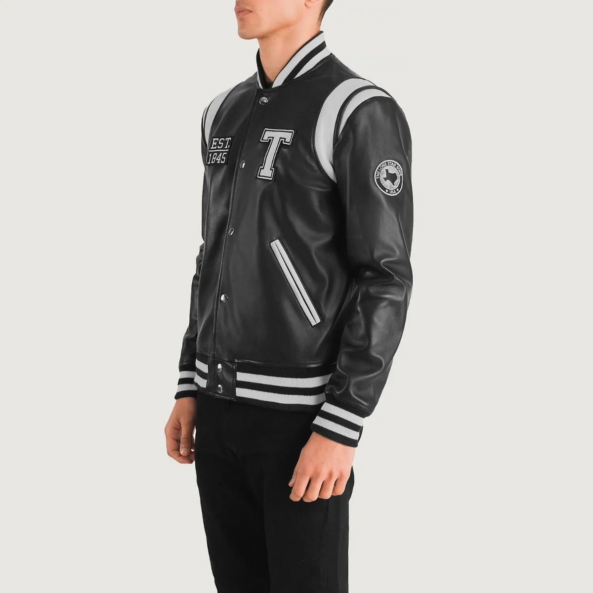 Liberte Texas Black Leather Varsity Jackets - Image 3