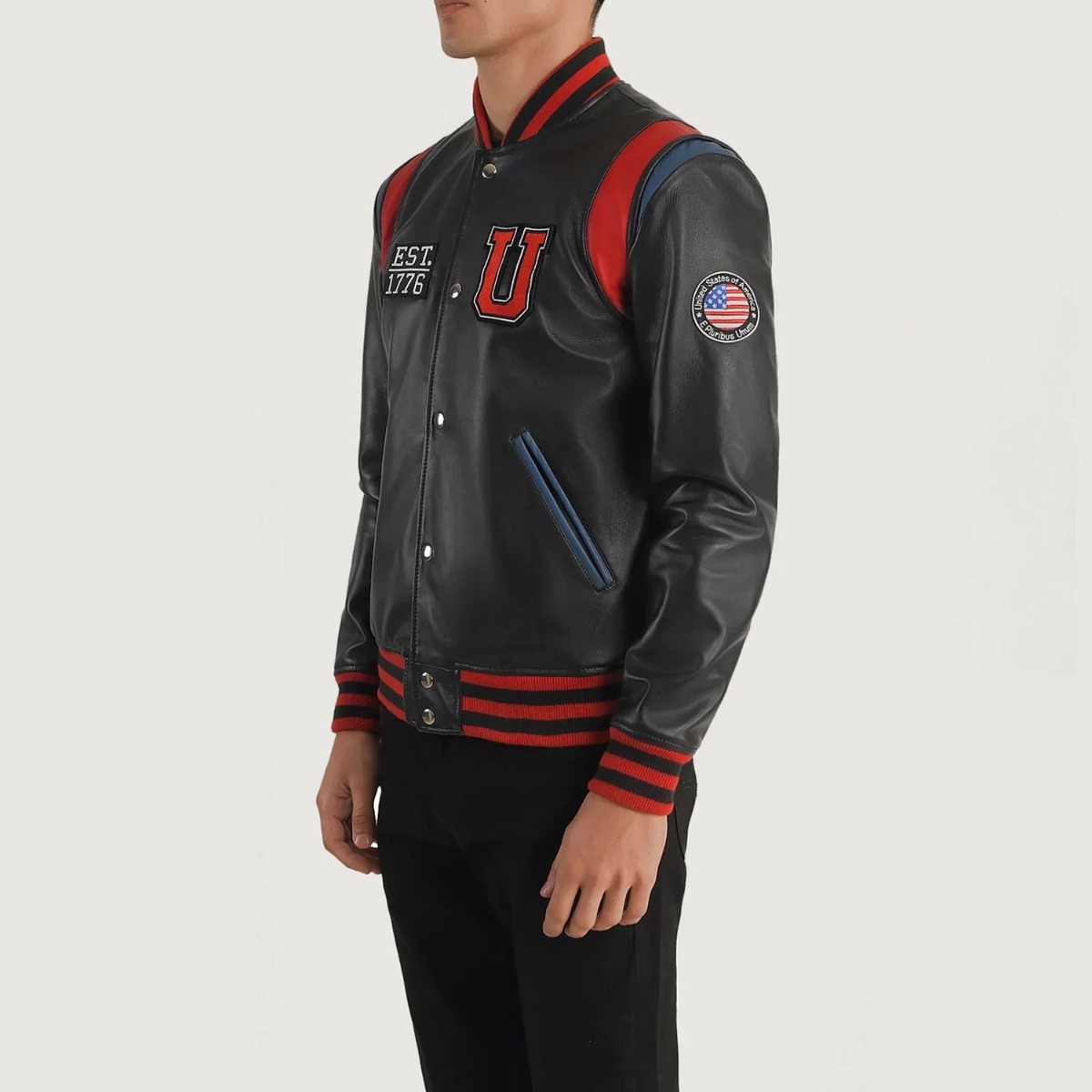 Liberte USA Black Leather Varsity Jackets - Image 3