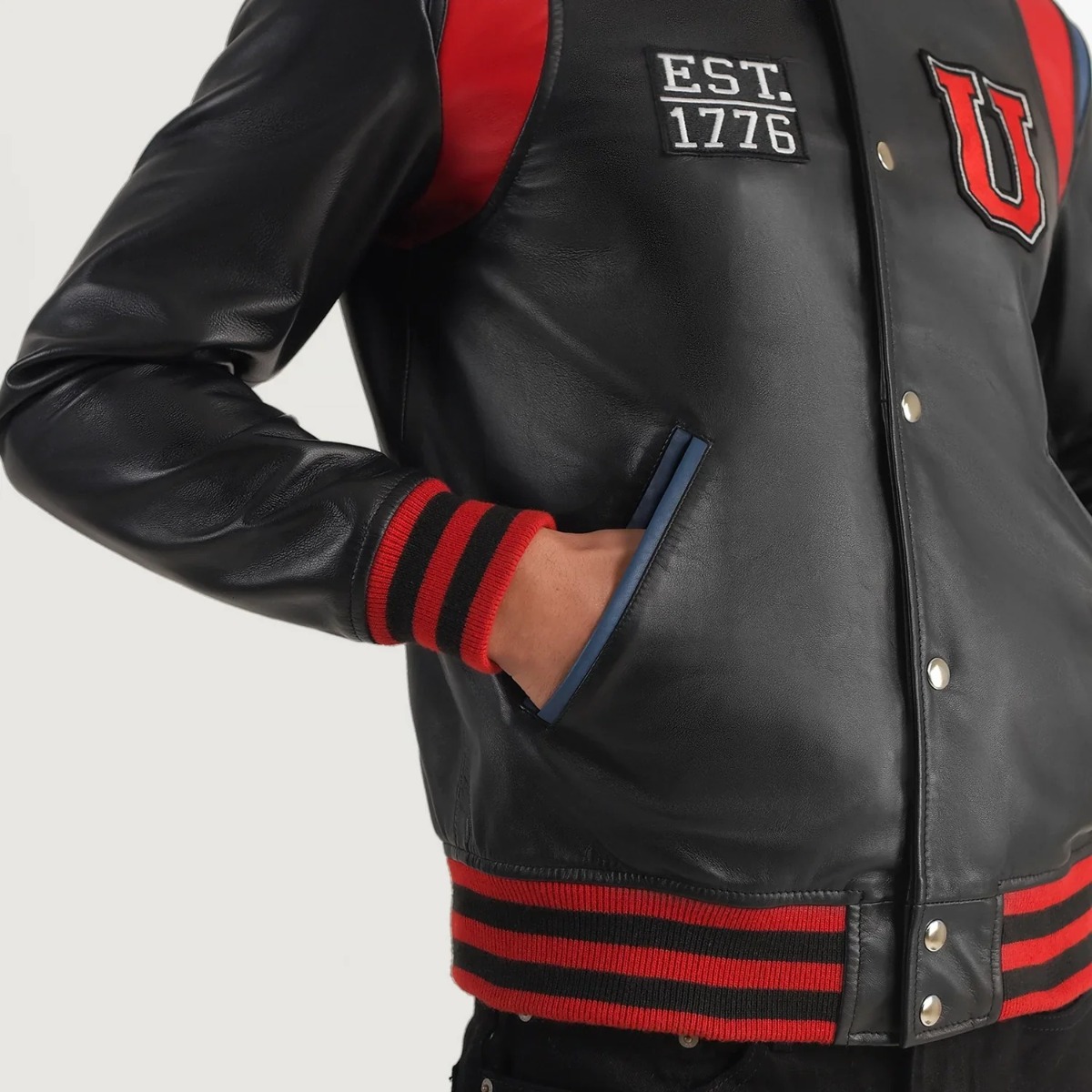 Liberte USA Black Leather Varsity Jackets - Image 5