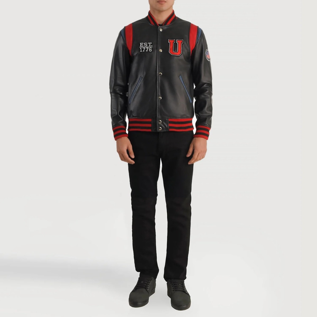 Liberte USA Black Leather Varsity Jackets - Image 2