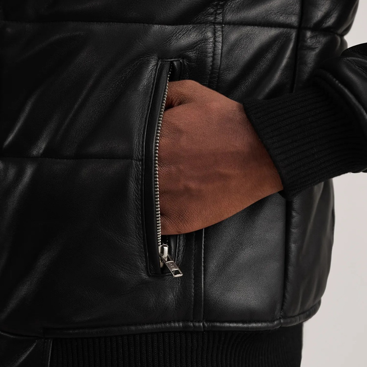 Lucas Leather Puffer Bomber Jacket - Image 7