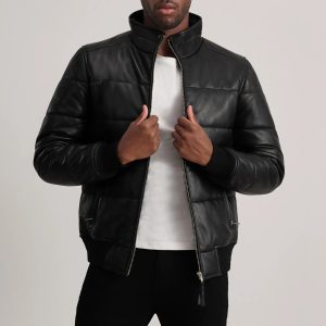 Lucas Leather Puffer Bomber Jacket
