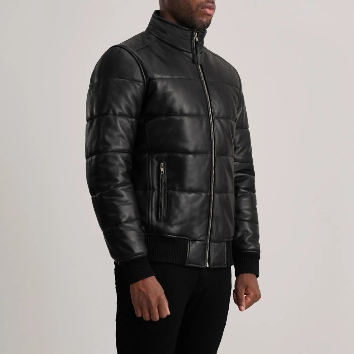 Lucas Leather Puffer Bomber Jacket - Image 5