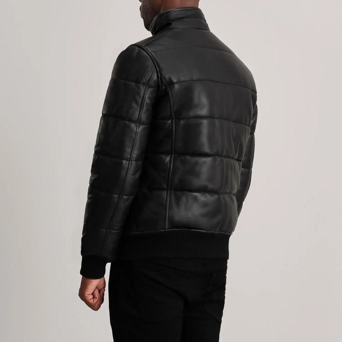 Lucas Leather Puffer Bomber Jacket - Image 6