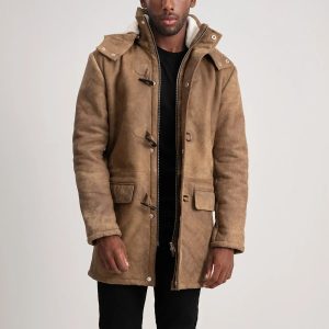 Nolan Tumbled Brown Leather Duffle Coats