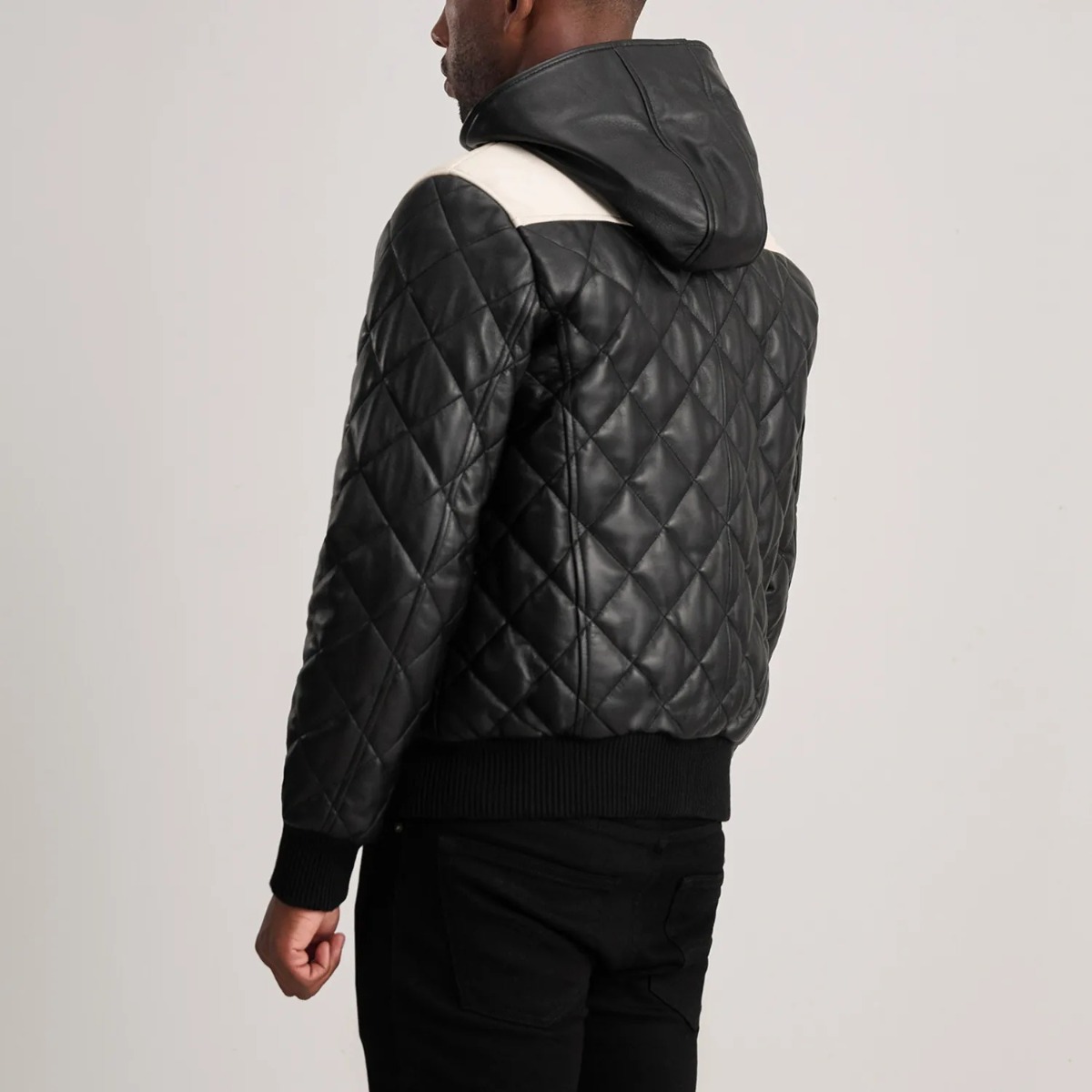 Norman Hooded Bomber Leather Puffer Jacket - Image 6