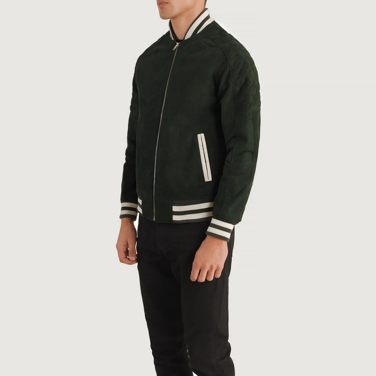 Pascal Green Suede Varsity Jacket - Image 4