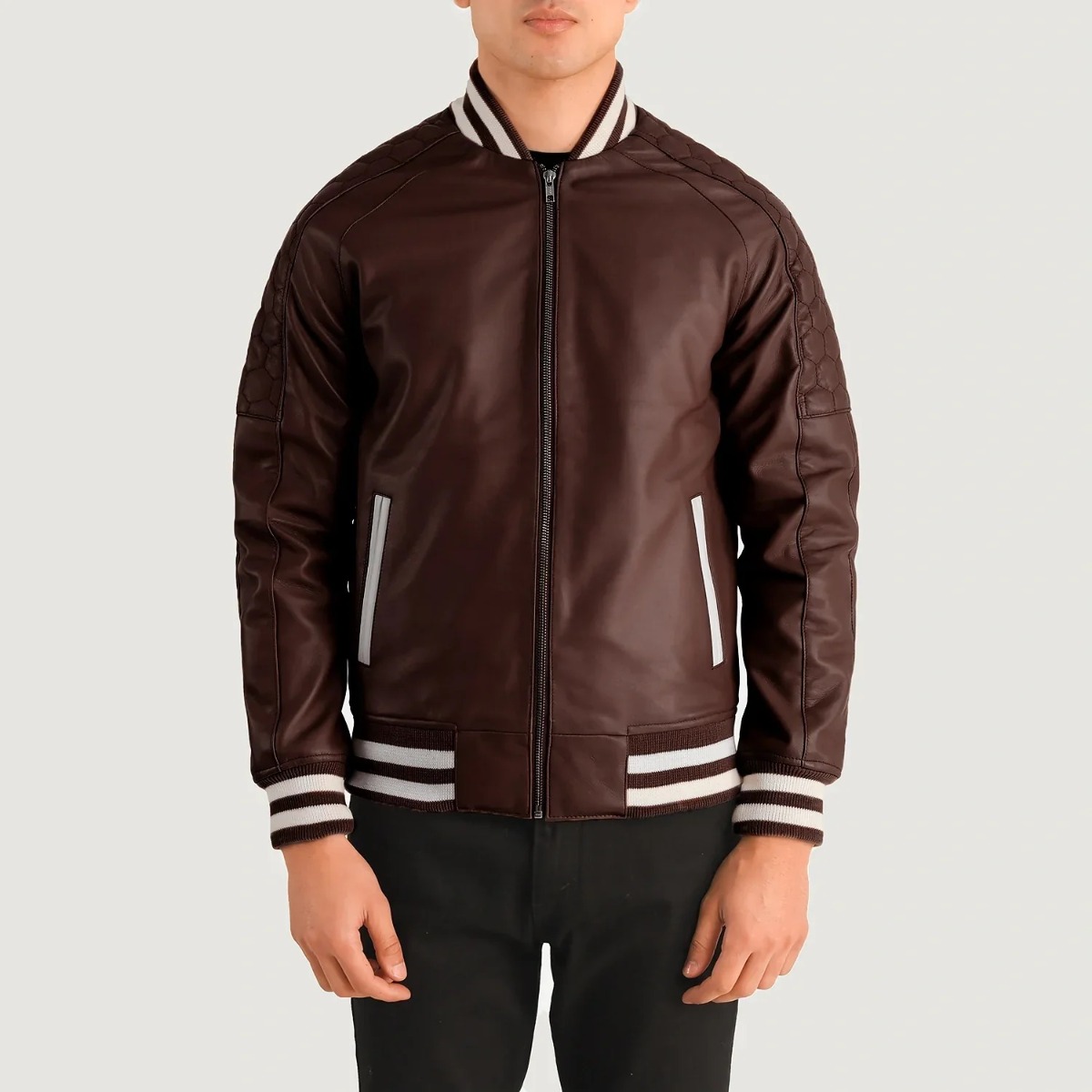 Pascal Leather Varsity Jacket - Image 3