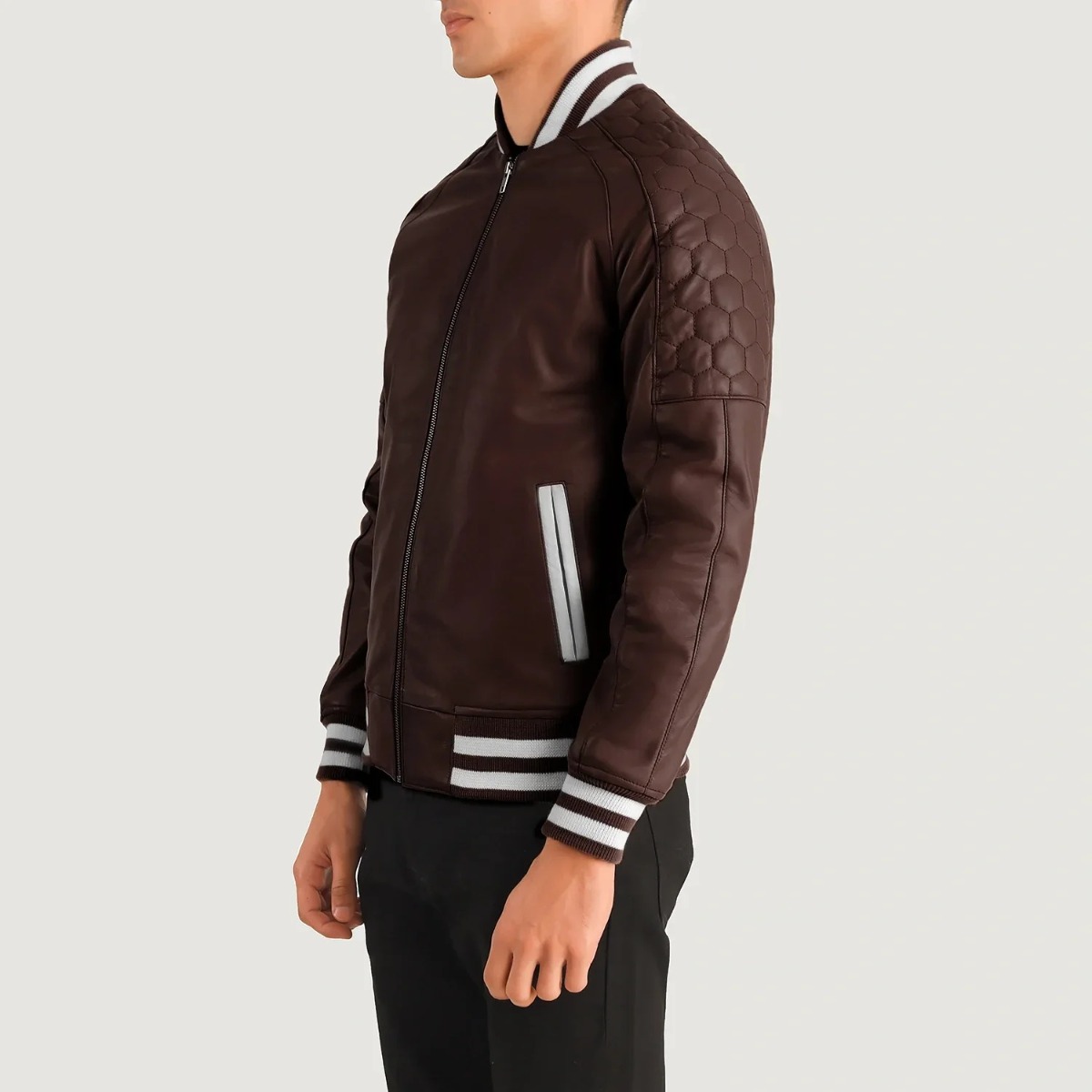 Pascal Leather Varsity Jacket - Image 5