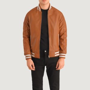 Pascal Brown Leather Varsity Jacket