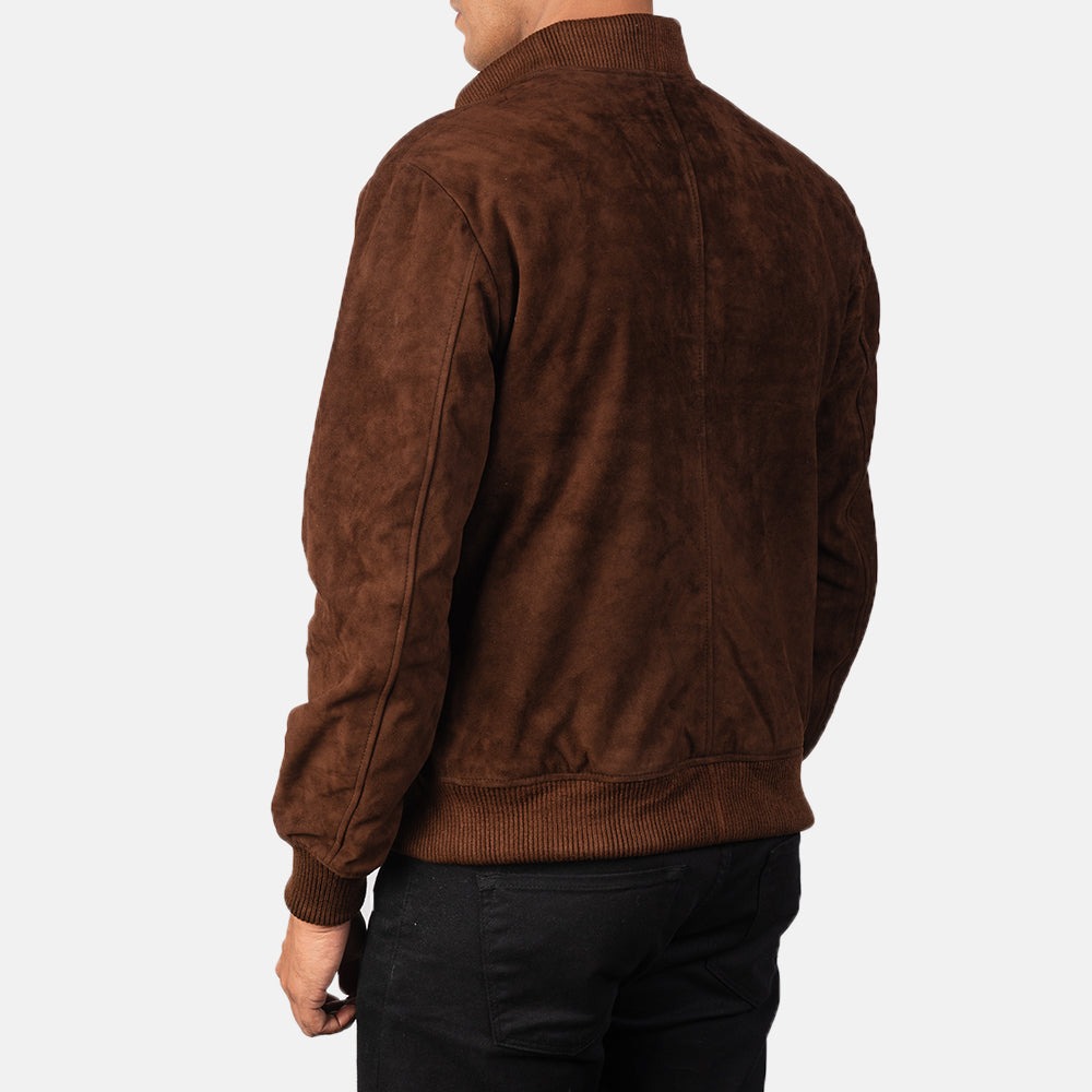 Shane Mocha Suede Bomber Jackets - Image 4
