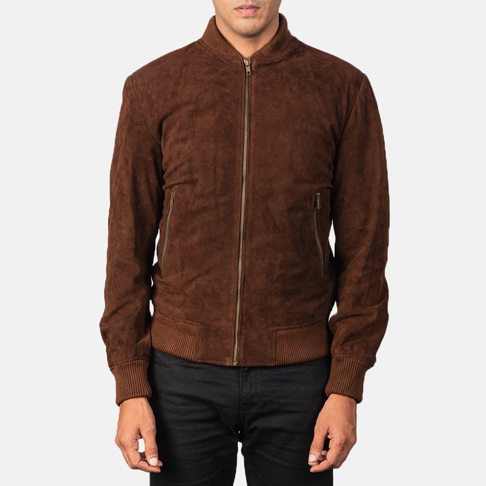 Shane Mocha Suede Bomber Jackets - Image 5