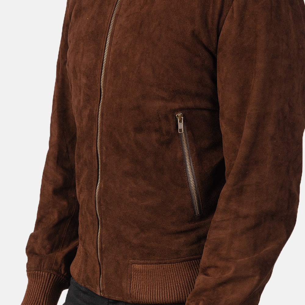 Shane Mocha Suede Bomber Jackets - Image 6