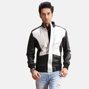 Spade Silver Black Leather Bomber Jackets