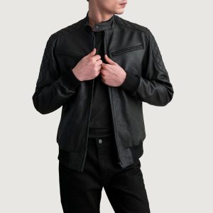 Sven Tumbled Black Leather Bomber Jackets