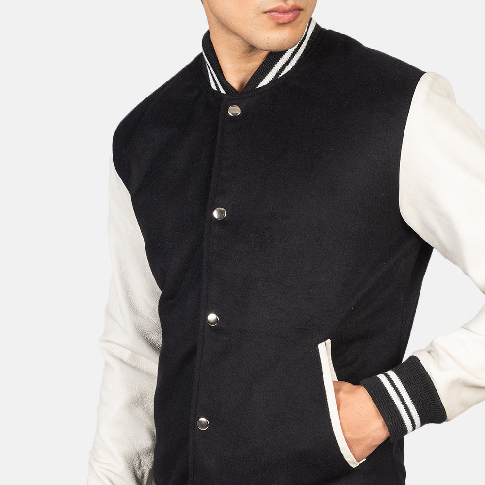 Vaxton Black & White  Hybrid Varsity Jackets - Image 6