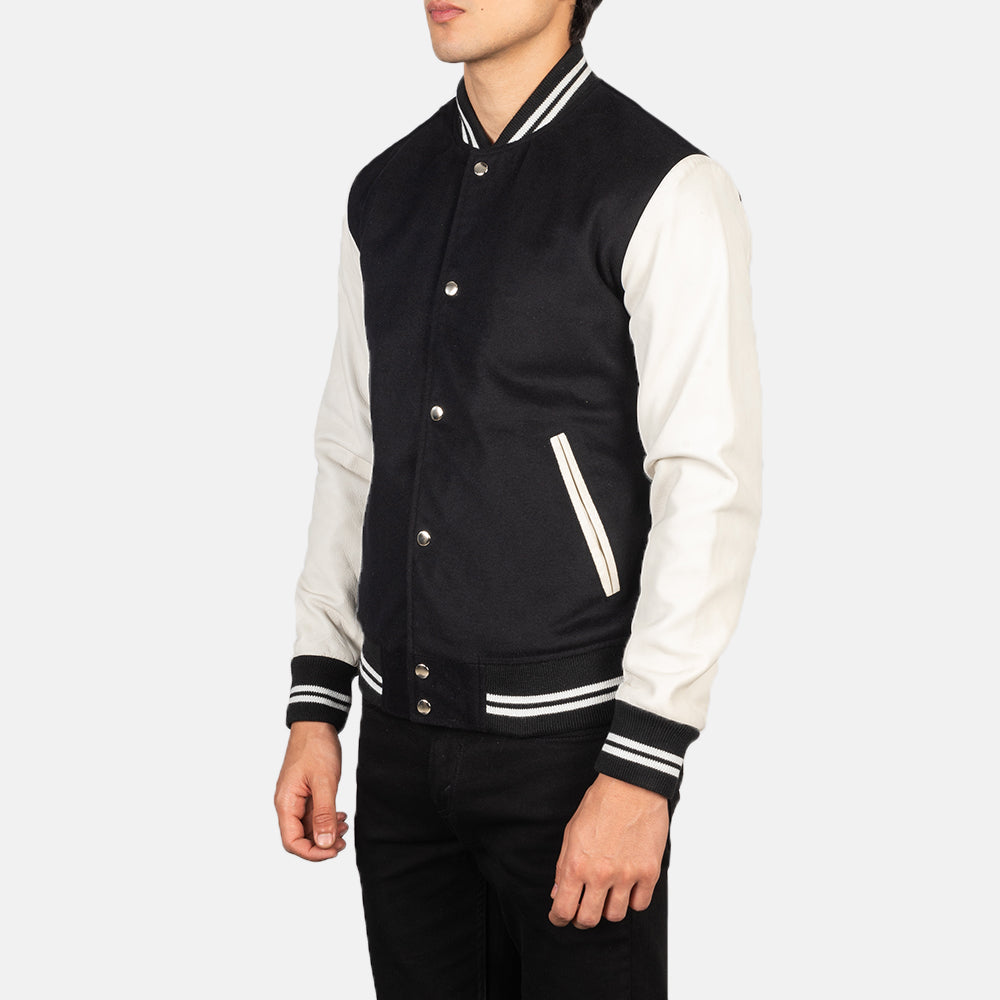 Vaxton Black & White  Hybrid Varsity Jackets - Image 3