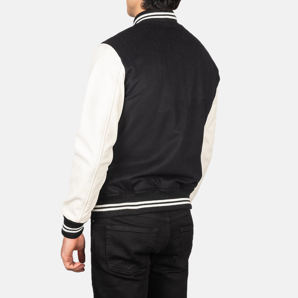 Vaxton Black & White  Hybrid Varsity Jackets - Image 4