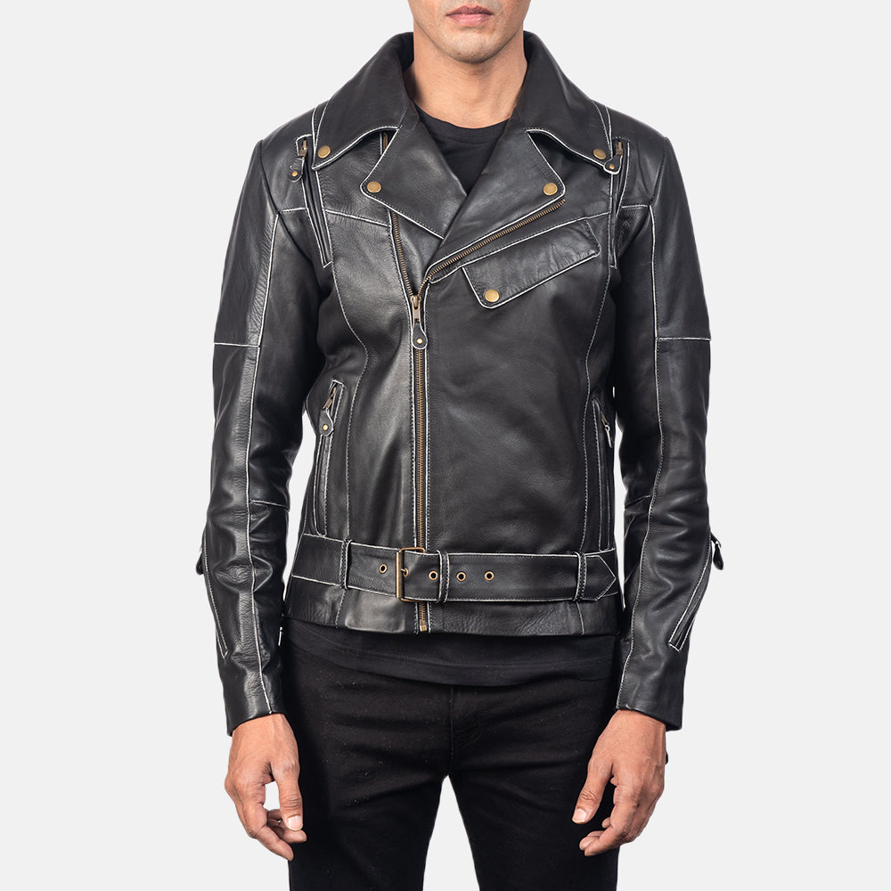 Vincent Black Leather Biker Jackets