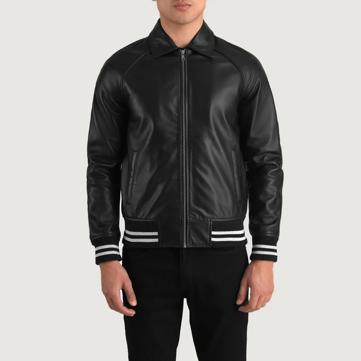 Walton Black Leather Varsity Jacket - Image 4