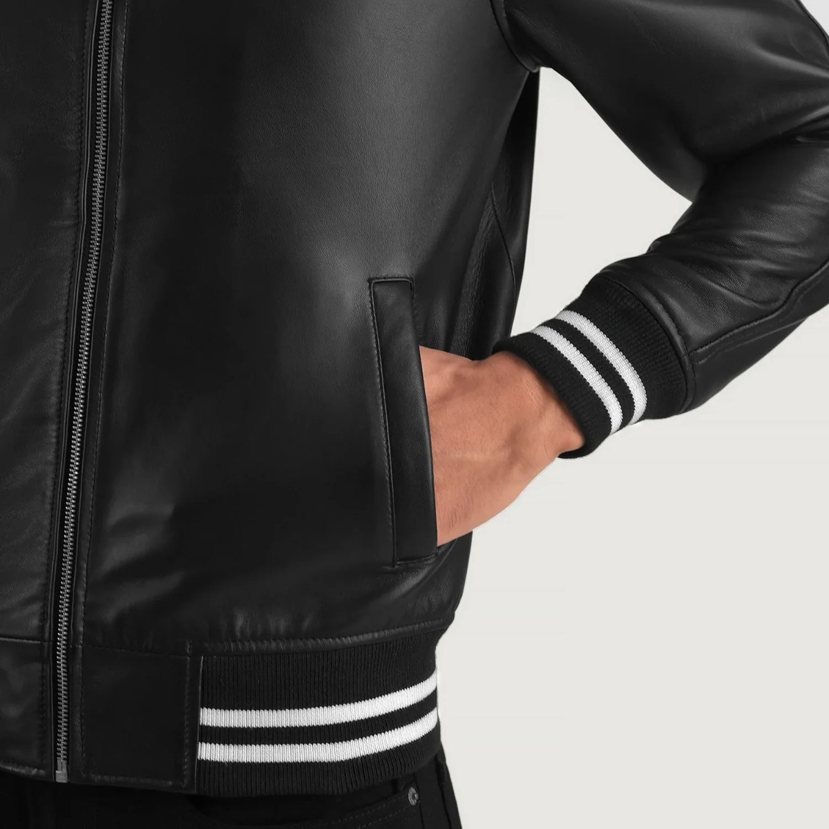 Walton Black Leather Varsity Jacket - Image 5