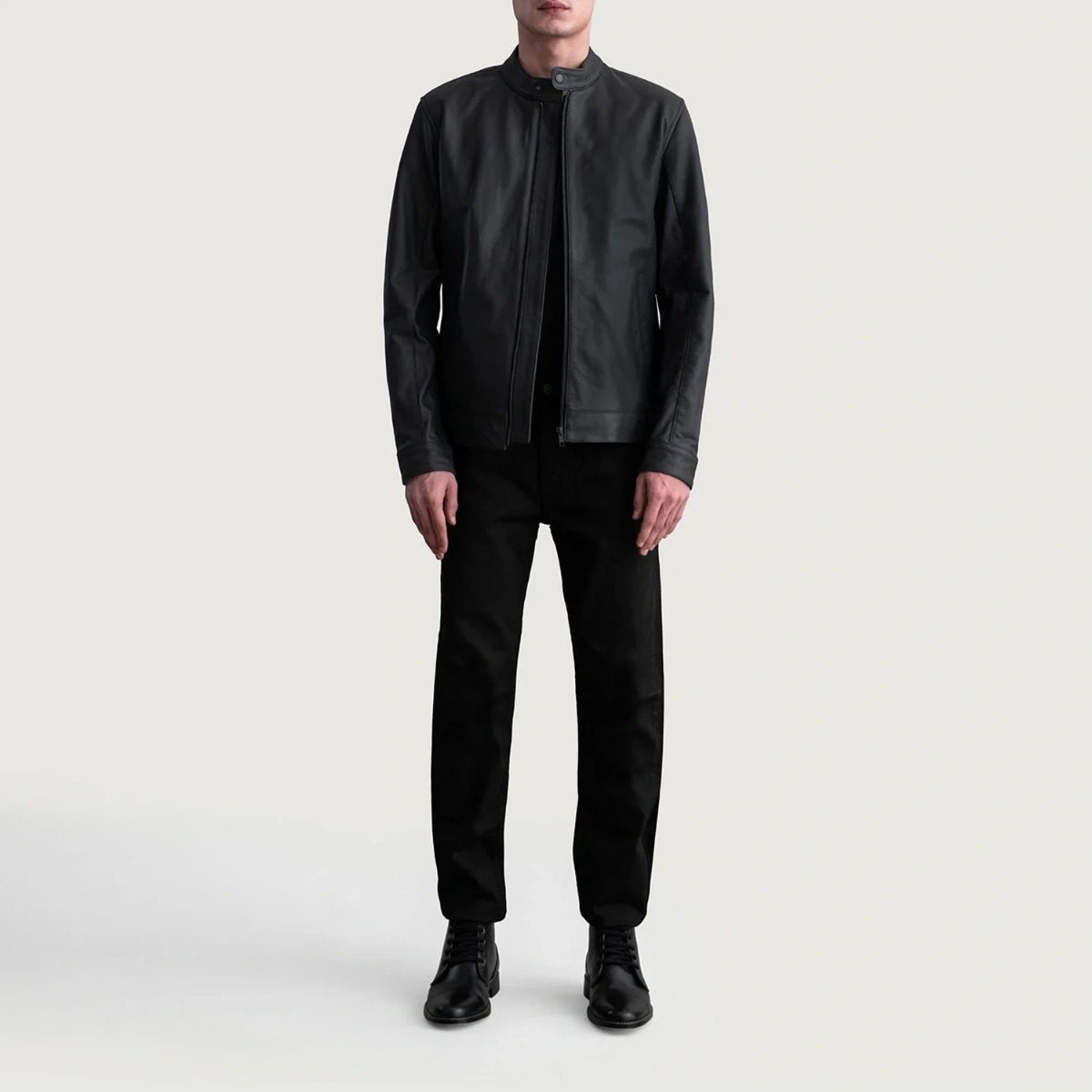 Zen Matte Black Leather Biker Jacket - Image 2