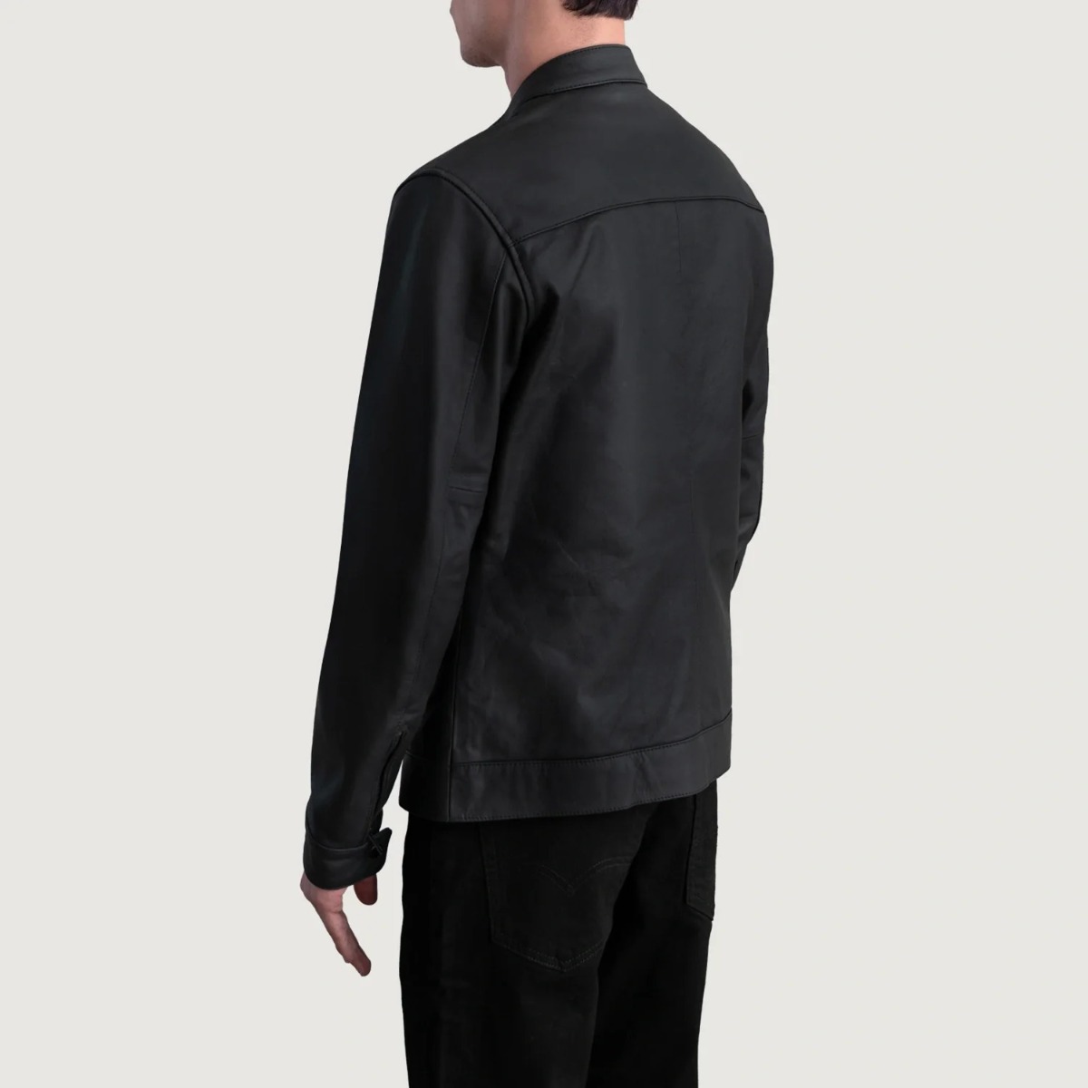 Zen Matte Black Leather Biker Jacket - Image 6