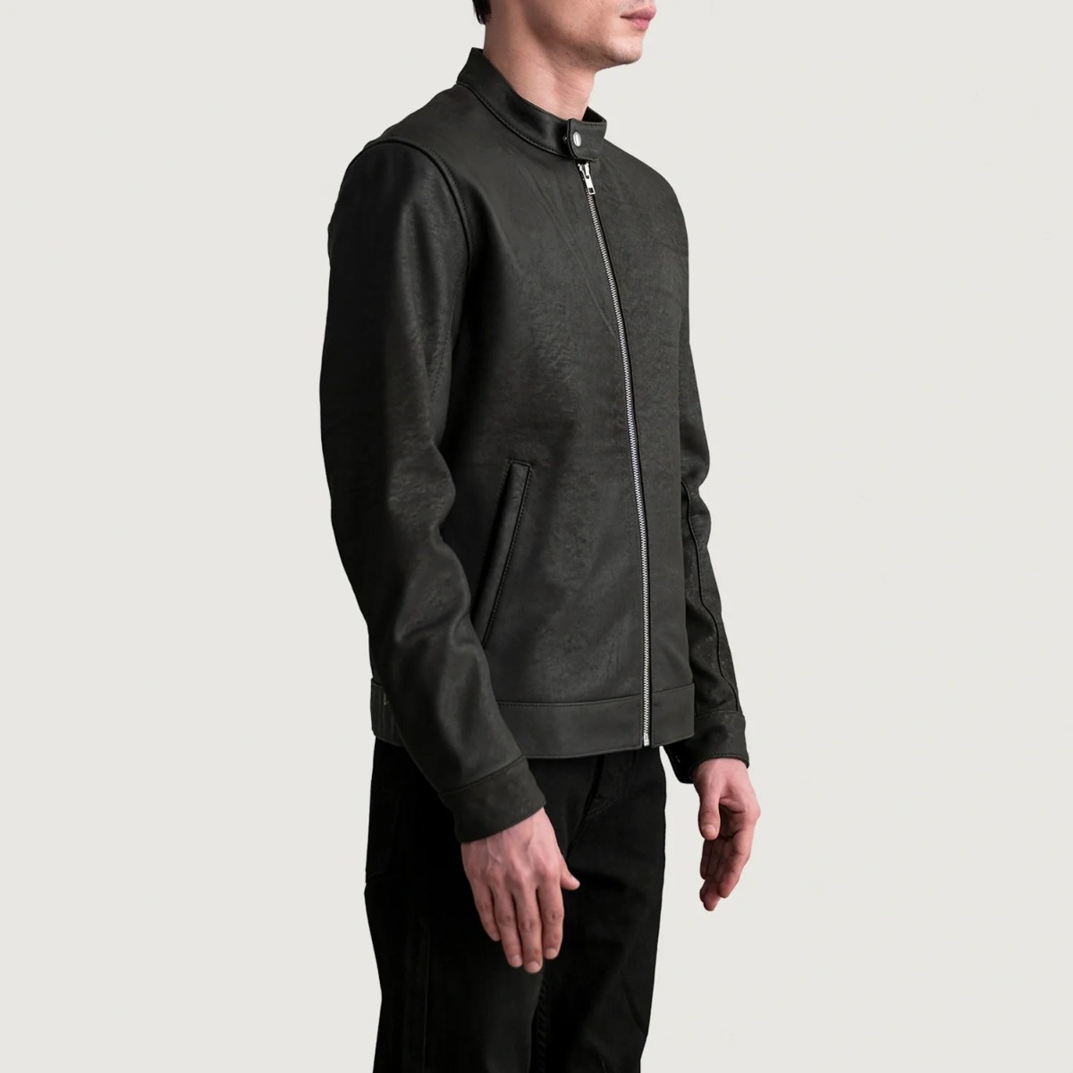 Zen Tumbled Brown Leather Biker Jacket - Image 4