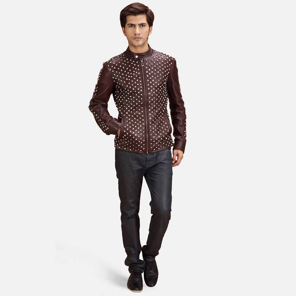 Blix Bono Maroon Leather Biker Jackets - Image 4