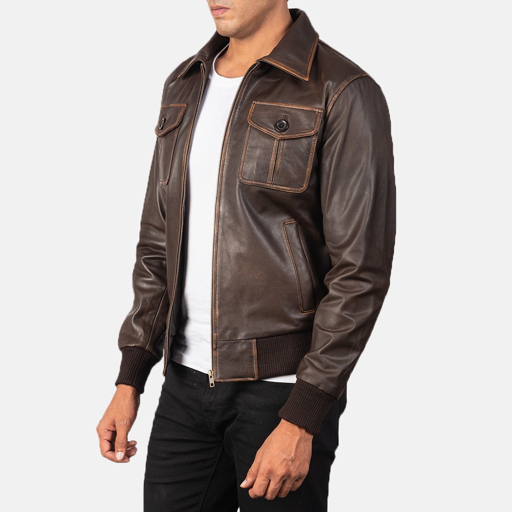 Aaron Leather Bomber Jacket - Image 5