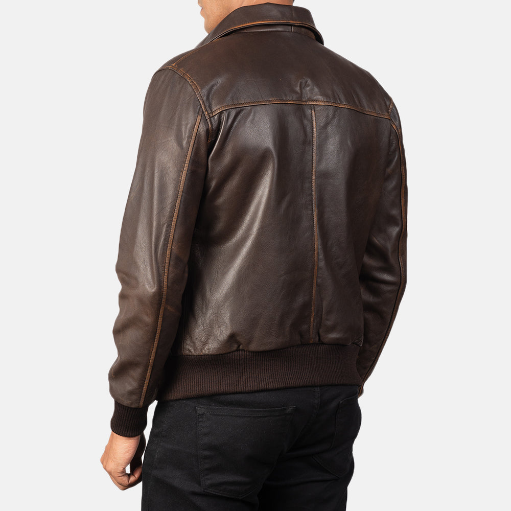 Aaron Leather Bomber Jacket - Image 4