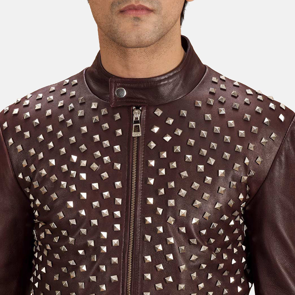 Blix Bono Maroon Leather Biker Jackets - Image 6