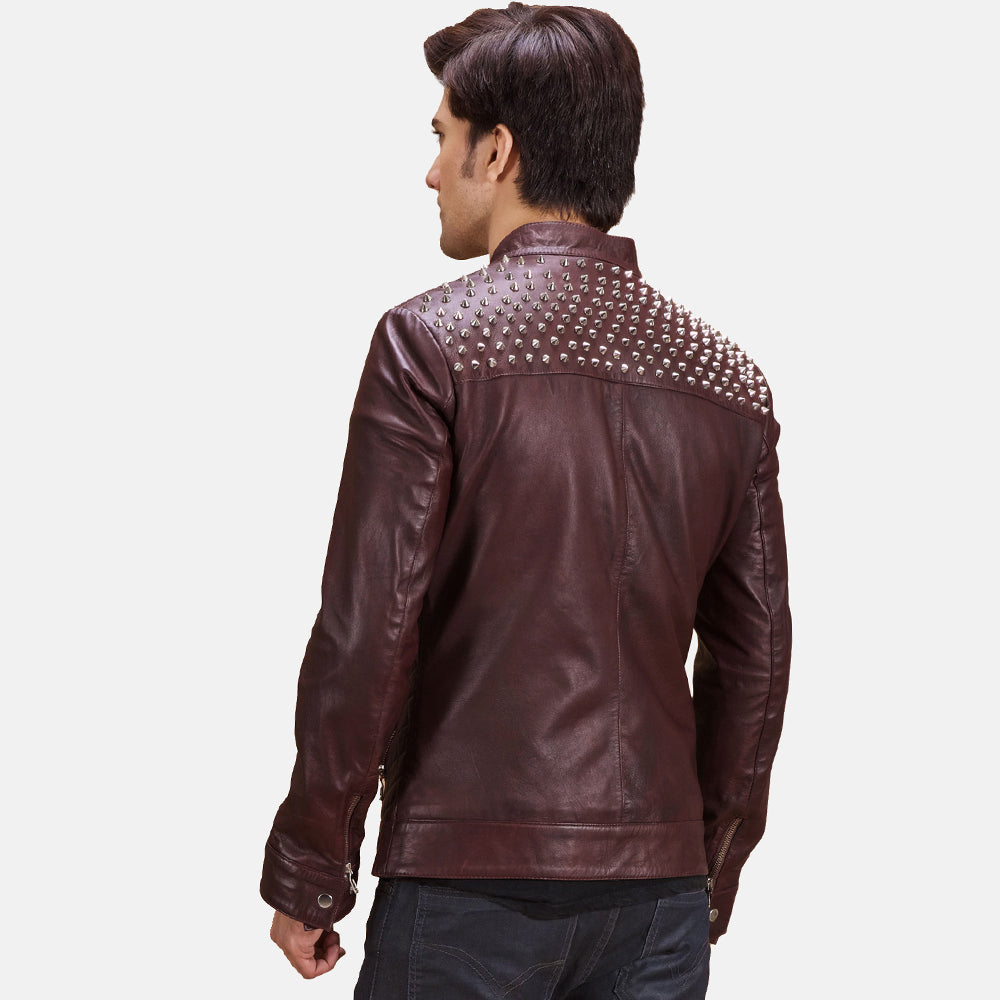 Rumano Jae Maroon Leather Biker Jackets - Image 3