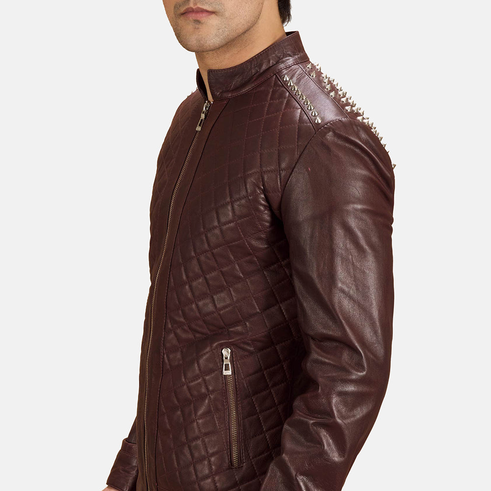 Rumano Jae Maroon Leather Biker Jackets - Image 6