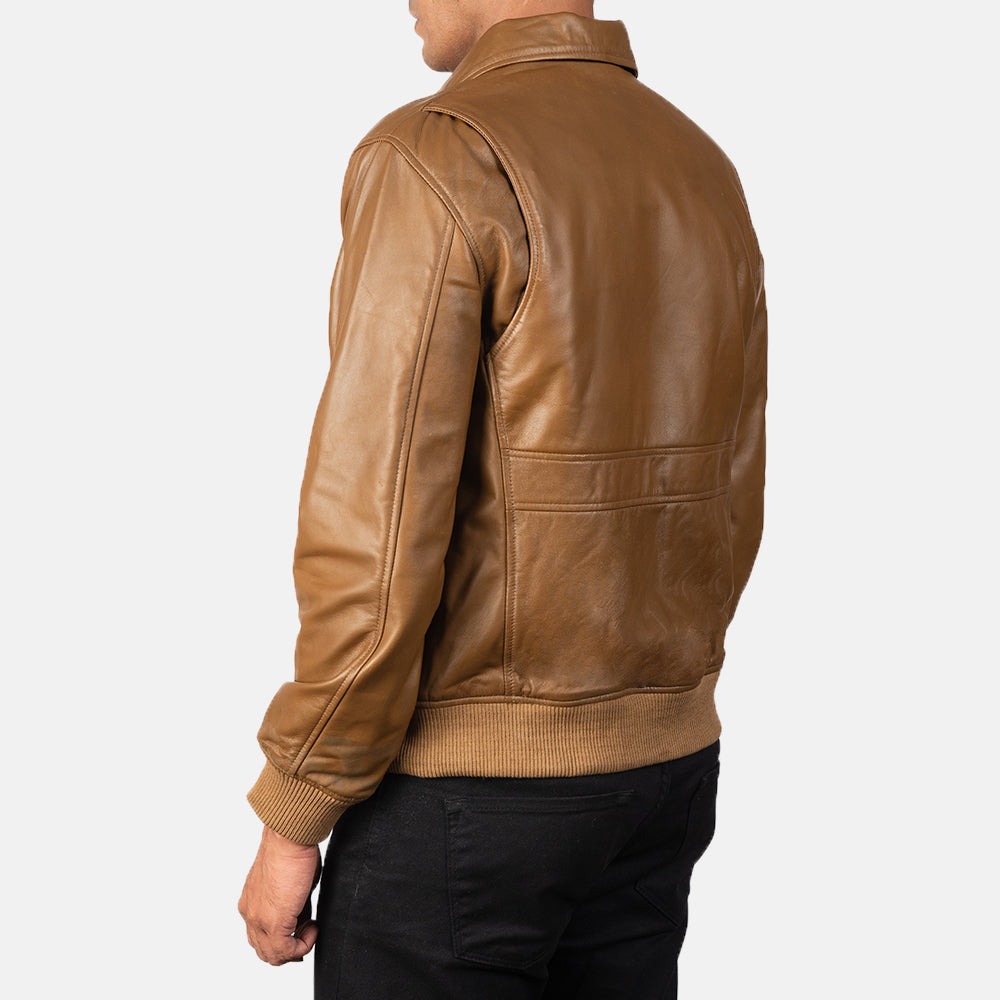 Coffmen Olive Brown A2 Leather Bomber Jacket - Image 5