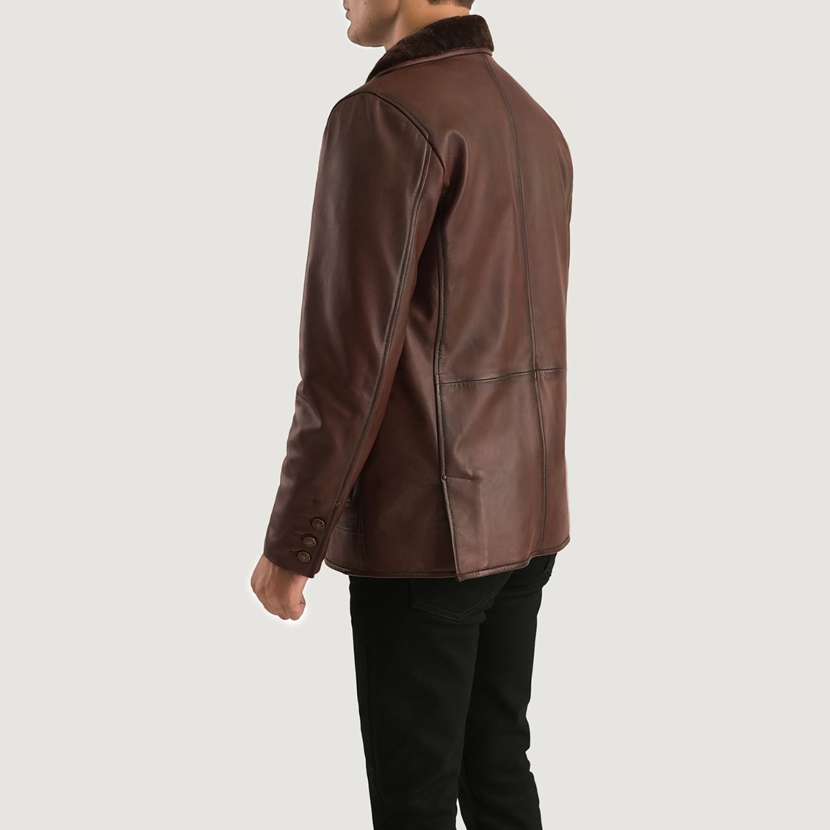Rocky Brown Fur Leather Coats - Image 5