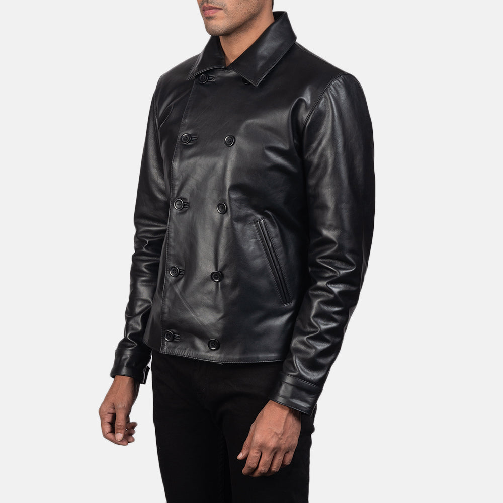 Mod Black Leather Peacoats - Image 4