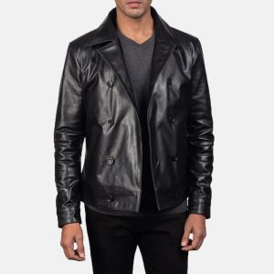 Mod Black Leather Peacoats