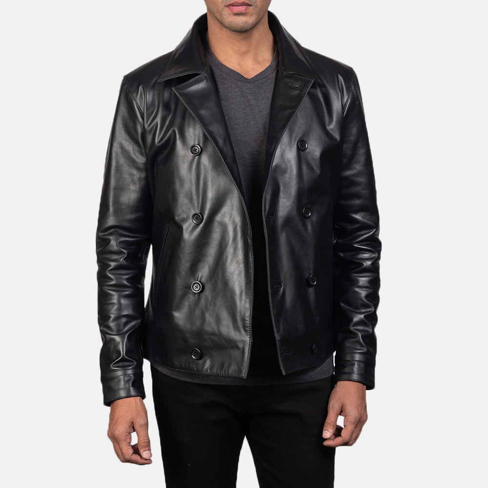 Mod Black Leather Peacoats