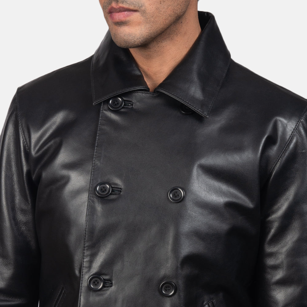 Mod Black Leather Peacoats - Image 5