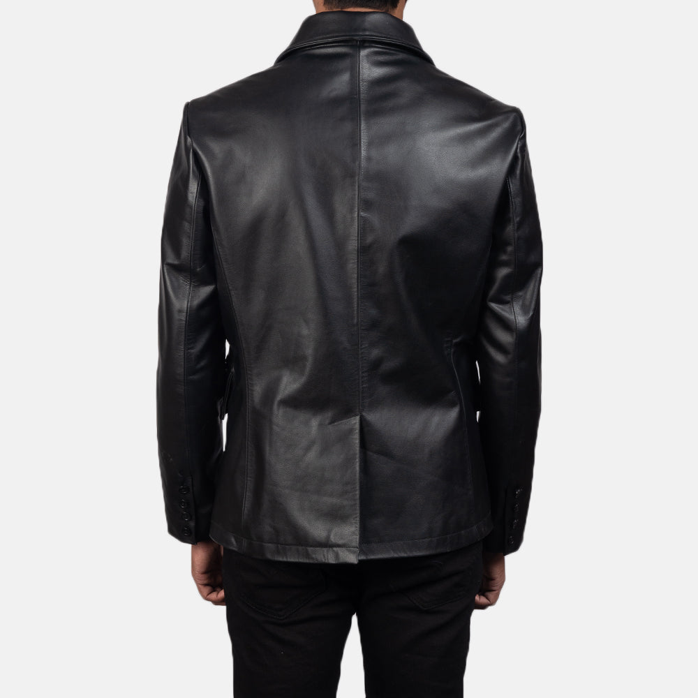 Mr. Bailey Black Leather Naval Peacoats - Image 3