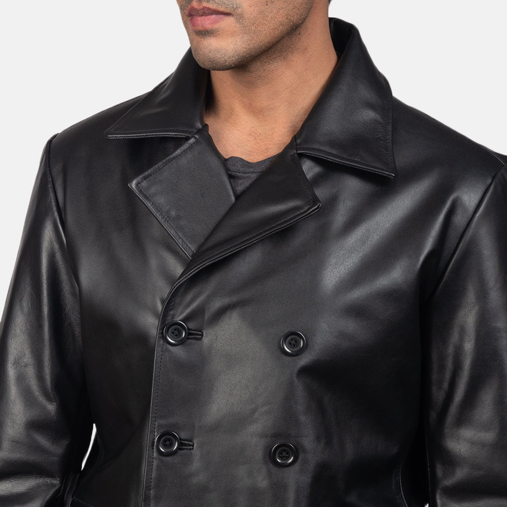 Mr. Bailey Black Leather Naval Peacoats - Image 4
