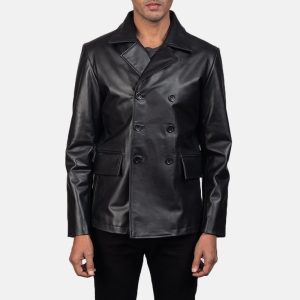Mr. Bailey Black Leather Naval Peacoats