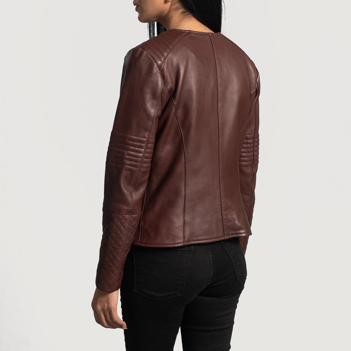 Nexi Quilted Maroon Leather Jackets - Image 4