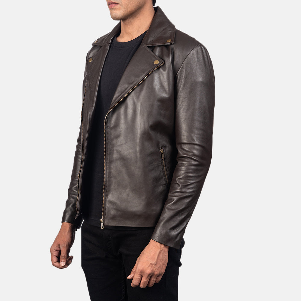 Noah Brown Leather Biker Jacket - Image 5