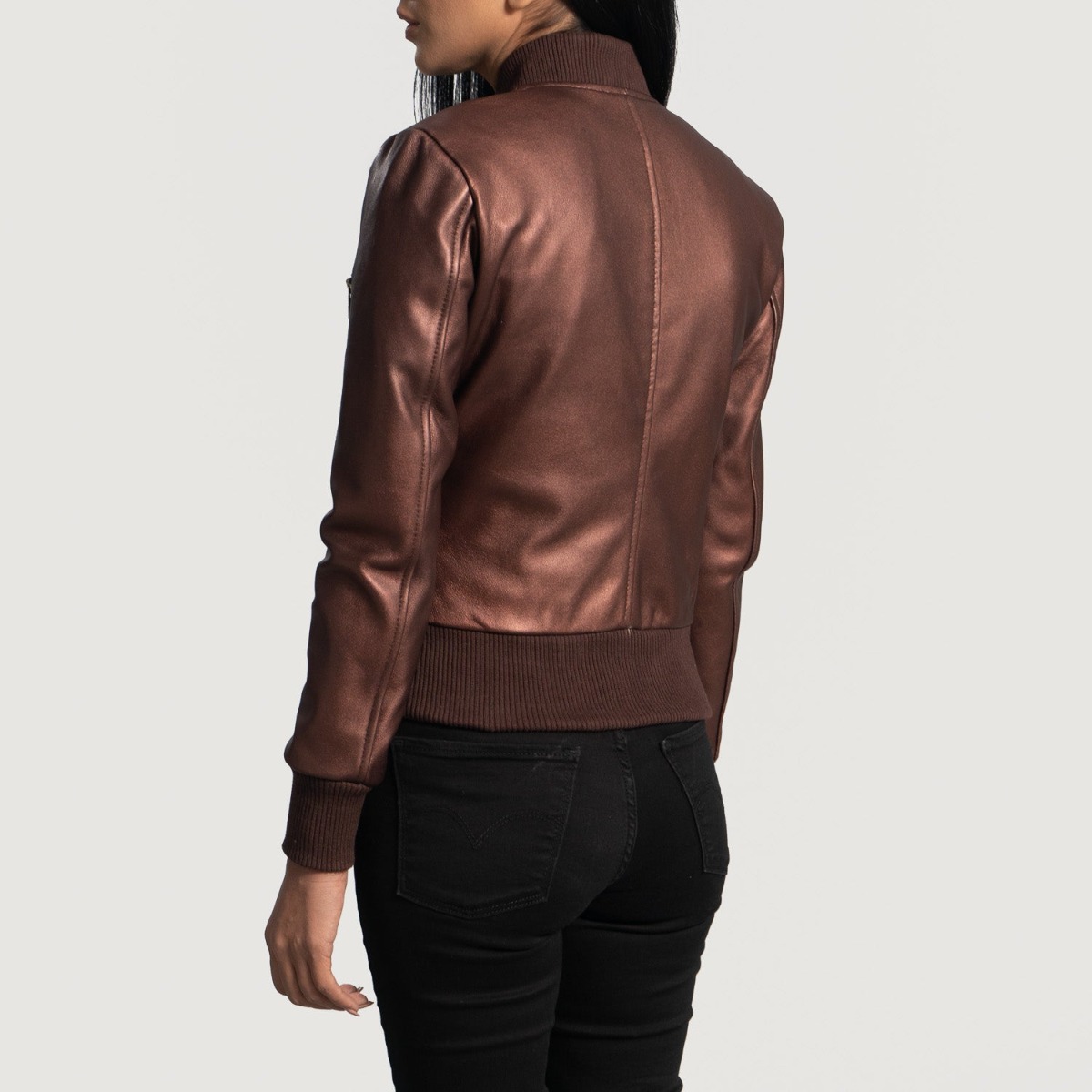 Reida Leather Bomber Jacket - Image 4