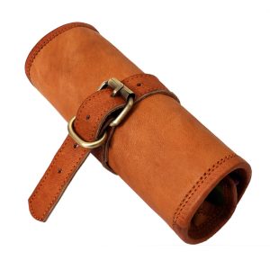 VINTAGE BROWN LEATHER PENCIL CASE