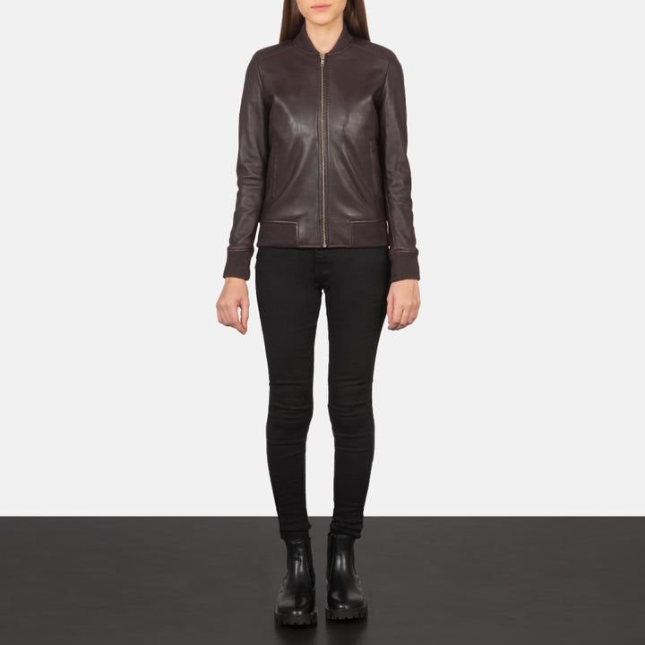 Bliss Maroon Leather Bomber Jackets - Image 2