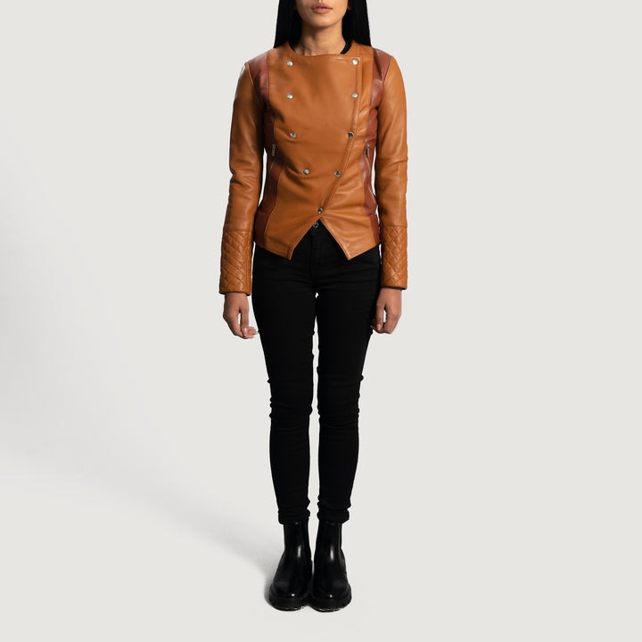 County Tan Overlap Leather Jackets - Image 2
