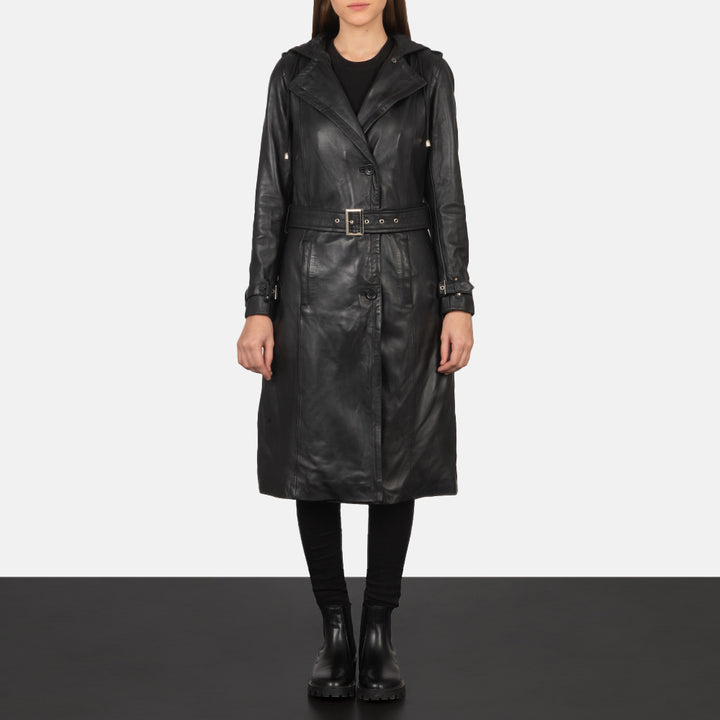 Fixon Hooded Black Trench Coat - Image 6